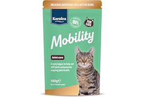 KARNLEA Mobility for Cats 100g | Hip and Joint Supplement for Cats | Glucosamine, Chondroitin, MSM | Tasty Chicken Flavour Topper | Helps Ease Stiff Joints | Elderly Cats | Joint Aid for Cats | Super Premium