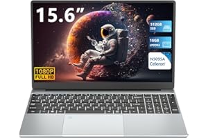 KIIUIUI Ordenador Portatil 15.6", Celeron N5095 Processor, 16GB RAM LPDDR4 512GB SSD Portátile, Windows 11 Laptop IPS FHD 1920*1080 PC Portatil, Desbloqueo de huellas dactilares, Mini HDMI, USB3.0*2, BT 4.2