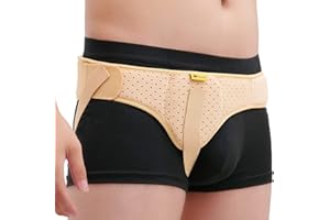 Tenbon Ceinture herniaire pour homme et femme Ceinture herniaire réglable flexible Soutien herniaire Soulagement de la douleur avec coussinets de compression amovibles Hernie (Beige, M)