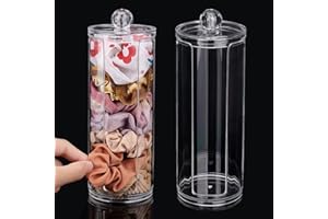 PH PandaHall 2pcs Porte-chouchou Porte-cravates en acrylique avec couvercle Présentoir portatif de stockage de bande de cheveux Organisateur d'accessoires pour cheveux pour adolescentes 7x20cm