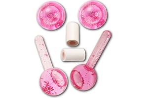 ‎LAZZYBEAUTY Lazzybeauty Ice Globes für Gesicht, 2 Stk. Kühlkugeln-Set für Augen & Nacken, kalte Glas-Eisrollkugel, Cryo-Stäbe, strafft Haut, reduziert Schwellungen & Augenringe, verbessert Durchblutung, Pink