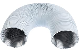 STEINBERG14 Ø 100mm / 1.5m Tubo Flessibile di Scarico in Alluminio, Bianco - Tubo di Ventilazione Uscita Scarico Elemento Sistema di Alimentazione Aria Calda