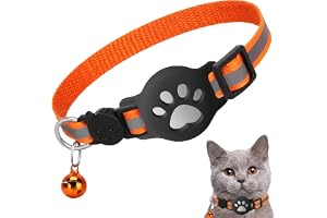 1 st katthalsband med hållare, kompatibelt med Air Tag, elastiskt reflekterande GPS-halsband, orange, justerbart anti-kvävning