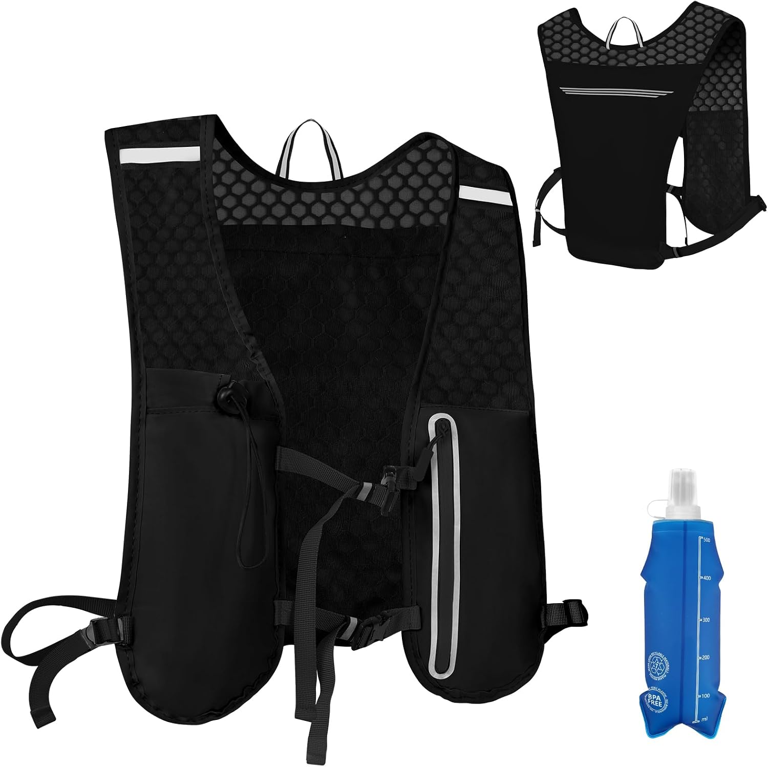 Alaoo Running Vest, Lightweight Hydration Backpack, Breathable Reflective Running Backpacks for Women & Men Outdoor Sports, Marathon, Trail Race, Cycling, Hiking