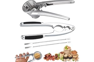 YISKY Nutcracker, 4 Pcs Nutcracker Kitchen Tool, Nut Crackers Tool, Funnel Walnut Pliers, Metal Nutcracker Multifunction, Walnut Plier Opener, Metal Nut Cracker Tool for All Sorts of Nuts (A)