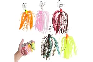 TMZELOA Spinnerbait Chatterbait Gädda 5 stycken - 3D konstgjort lockbete realistiska ögon, färgglad silikonkjol och vass krok - gömsabborre abborre för fiske köttätare flod sjö