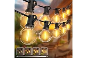kolpop 2 Paquete Guirnaldas Luces Exterior 76FT/23M, [Regulable & Temporización] LED Cadena de Luz con G40 Bombillas, Impermeable Luces Exterior para Jardín, Patio, Fiesta