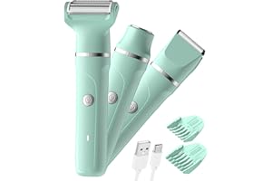 ‎RAXMETRY Rasierer Damen,3-In-1 Intimrasierer für Frauen,Gesichtshaarentferner für Frauen,Damenrasierer Elektrisch für Beine, Arme, Achseln und Bikinizone,Wiederaufladbarer Ipx7 Wasserdicht Trimmer Damen, Grün