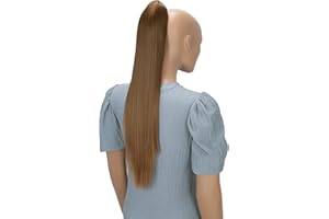 ‎CAISHA CAISHA 60cm Glatt Pferdeschwanz Mit Butterflyklammer Haarteil Zopf Hitzebeständig Haarverlängerung Mittelbraun H615