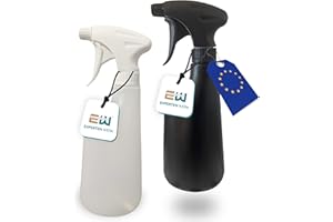Experten Werk 2er Set Sprühflaschen 600 ml Chemikalienbeständig – Weiß & Schwarz – mit Füllstandanzeige & Verstellbare Düse – Sprühkopf verschließbar - Für Wasser, Reiniger, Desinfektion uvm.