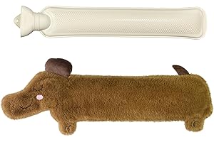 ONESHLEE Bolsa Agua Caliente Peluche, 2L Bolsa De Agua Caliente Larga, Hot Water Bottle With Cover, Botella De Agua Caliente, Para Cuello Y Hombros, Espalda, Piernas Y Cintura Para Niños Adulto (Perro)