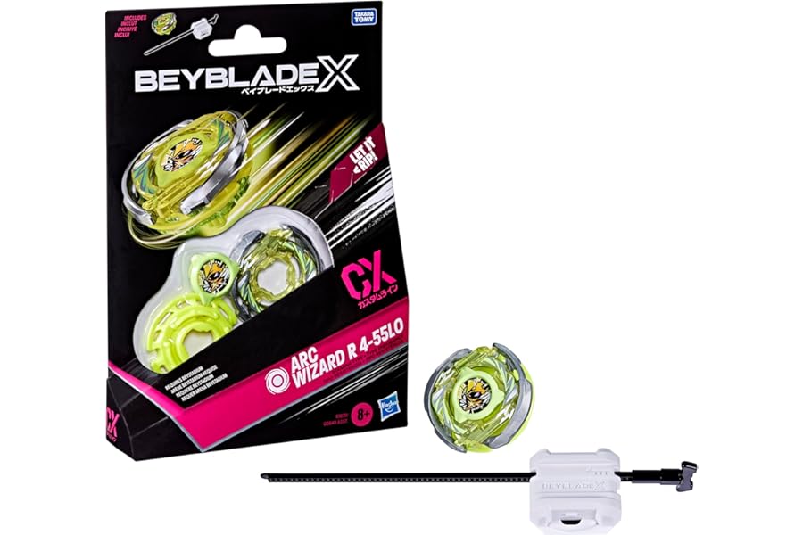 Hasbro Beyblade X Starter Pack, Arc Wizard R 4-55LO CX with Spinning Top and Launcher