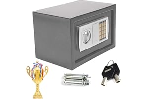 ZANGE Electronic Home Mini Safe Box Digital Steel Money Cash Safe with 2 Keys 4.6 Litre Volume Grey, Safety Box Electronic Lock Safes Home Office Digital Money Cash Deposit Jewelry Document Storage Box