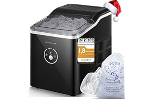 NORTHCLAN Macchina per cubetti di ghiaccio FOHERE da 14 kg, cubetti di ghiaccio in 5 minuti, 2 misure di cubetti di ghiaccio, macchina per cubetti di ghiaccio autopulente con manico