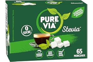 Pure Via - Stévia - Boîte de 65 morceaux - Zéro Calorie, Zéro Sucre - Alternative d'origine naturelle au sucre, 130g