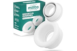 Millto™ Tubo de goma reductor con adaptador de rosca Push Fit para tubo de desagüe, manguito de goma para desagüe, adaptador de sello 3 bar, diámetro de conexión Ø 50 x 40 mm, blanco