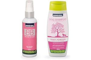 Ancol Baby Powder Fragrance Dog Cologne Perfume Scent & Shampoo Talc Powder Set