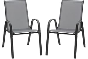 ‎OUTSUNNY Outsunny Garden Chairs, Set of 2, Weatherproof Garden Chairs, Stackable Garden Chairs with Armrest, Backrest, Stackable, Patio Chair, Maximum Load 120 kg, Garden Furniture for Backyard, Garden