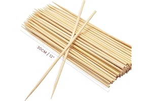 ORNACH Pack of 150 Bamboo Sticks | Durable Kebab Skewers with 30 cm Length | 12" Long Wooden Sticks | Ideal for BBQ, Cake Topper, Choclate Fountain, Candy Floss Sticks and Appetizer.