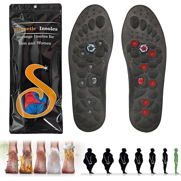 Semelles Magnétiques Acupression - Thérapie Réflexologie Plantaire, Confort Pieds, Taille 40-43 Homme Femme