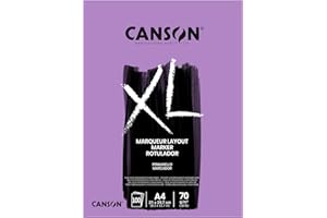 Canson XL Marker,Album Per Marcatori,Inclusi Quelli A Base Di Solvente O Alcol,A4,100Fogli,Extra Liscia 70G/M, bianco