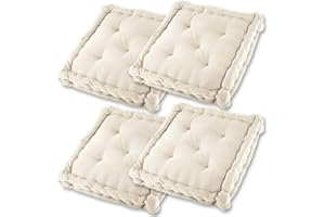 Gräfenstayn 4 zestaw poduszek na krzesła 40x40x9 cm do użytku wewnątrz i na zewnątrz, 100% bawełna, duży wybór kolorów, podłoga cusion, Oeko Tex Standard 100