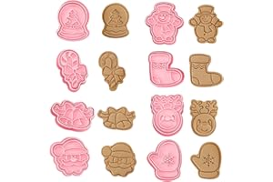 DONGSZQ Moldes Galletas Navidad,8 piezas 3D Molde de galletas de Navidad, Cortadores de galletas de Navidad,Moldes de Galletas Navidad Plástico,para Niños,cookie fondant decoración de pasteles (C)