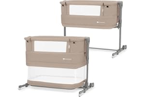 KK KINDERKRAFT Kinderkraft Neste Grow Lit Bébé Cododo 3 en 1,avec Matelas, Réglage De La Hauteur, Facile Adapter Au Lit du Parent, De La Naissance Jusqu'à 2 Ans, Pieds Réglables, Sac Inclus, Beige
