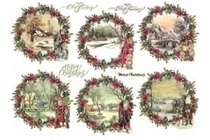 Zita`s Creative Reispapier A4 - Vintage Christmas 1. Motiv-Strohseide, Strohseidenpapier, Decoupage Papier