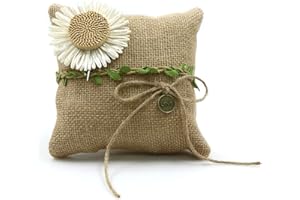 jinminamz Anello Cuscino Iuta Matrimonio Tela Vintage Fedi nuziali Accessori per feste Decorazioni matrimoni Decorazione girasole Simboleggia energia positiva Semplicità Rinfrescante 15 cm