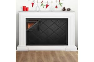 CADARA Fireplace Cover, Fireplace Draft Stopper for Heat Loss, Fireplace Blocker Blanket with Hook and Loop Tape, Indoor Fireplace Blanket for Insulation Black 36" W x 36" H