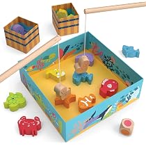 Jeu De Pêche Magnétique En Bois – 2 Cannes – 26 Lettres – Motricité Fine – 3 Ans+ – Éducatif