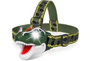 QCTOYS Dinosaur Headlamp LED Head Torch for Kids Flashlights Camping Accessories | T-Rex Toys for Boys Outdoor Indoor Kids Toys Birthday Halloween Christmas Gifts Stocking Stuffers