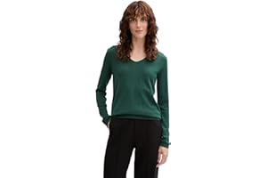 TOM TAILOR Damen Basic Strickpullover mit V-Ausschnitt