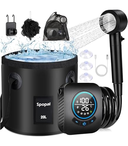 Sac De Douche Solaire 20L TINAYAUE - Douche Portable Camping Chauffée Au Soleil Jusqu'à 48°C En 3H, Pliable Et Robuste Pour Randonnée Voyage