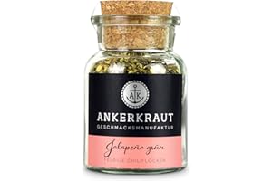 ‎ANKERKRAUT Ankerkraut Green Jalapeno, Spicy Chili, Chilli Crushed Chili, Finisher Spicy Seasoning, Spicy Food Cooking, Highlight Chili con Carne, Meat, Potatoes, 45 g in Cork Glass