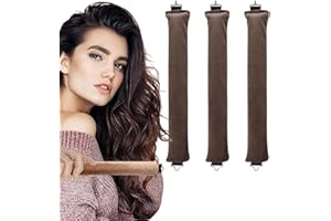 DREAKU 3 sztuki wałków do włosów bez wysokich temperatur, z haczykami, beztemperaturowa lokówka do wszystkich rodzajów włosów, lokówka do włosów (brązowa)