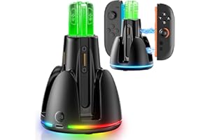 Tokluck RGB Switch 2 Controller Ladestation für Nintendo Switch 2 Zubehör, 2.5St. Schnelle Switch 2 Ladestation mit RGB Lichtern, Nintendo Joy Con 2 Charging Dock mit Ladekabel