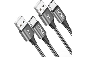 RAVIAD Câble USB C [2M, Lot de 2], Câble USB C Charge Rapide Nylon Tressé Câble Type C 3A Chargeur pour Samsung Galaxy S21 S20 S10 S9 S8 A12 A21 A51, Huawei P40 P30 P20, Redmi Note 10 9