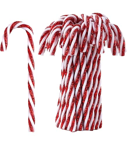 DAHI Weihnachtsbaumanhänger – 12 Stück Süßigkeiten-Ornamente, Rot, Je 9 Cm, Aus Kunststoff
