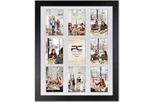 PROCUT GLOBAL LTD Procut Global 20x16 Black Photo Frames for Multiple Pictures with White Mount To Fit (9x) 6x4" Multi Apertures - Wall Hanging Collage Frame Ideal for Friends & Family Memories