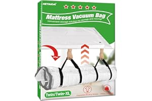HETAIDA Worki próżniowe do materacy Twin/Twin-XL do przemieszczania, szczelne worki próżniowe do przechowywania materacy z podwójnym zamkiem błyskawicznym, nie zajmują dużo miejsca, do pianki memory i lateksu