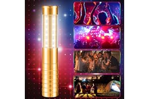 Dnoyevvs Baton Stroboscopique LED Bâton Lumineux Stroboscopique pour bouteille de champagne - lumière blanche, Réutilisable pour karaoké, bar, boîte de nuit, mariages, fêtes (Doré)