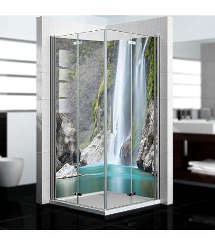 Dedeco 2x Bad-Duschrückwand Mit Wasserfall-Motiv – 90x200cm, 3mm Alu-Verbund, Fugenlos, Made In Germany