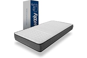 WOOLY BEDDING Wooly Matelas 90x200 - Épaisseur 15 cm - Confort Moelleux - Mousse à mémoire de Forme - Blue Latex - Réversible - Hypoallergénique - 7 Zones - Fabriqué Europe - Matelas Enfant - Modèle Éco