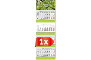 PRIMUS-PRINT.DE PRIMUS PRINT Calendario XXL 2025 – Calendario da parete multiblocco – Calendario da 4 mesi – Calendario annuale a blocchi – con cursore – Include vacanze e vacanze – diversi motivi – [ 1 albero]