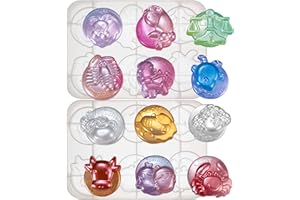 FUNSHOWCASE Zodiac Silicone Stampi per Resina Fascino Cabochon per Cemento Epossidico Cemento Gesso Sapone Bagno Bomba Cera Cioccolato Candy Melt 12 cavità Diametro 3,8-6,1 cm