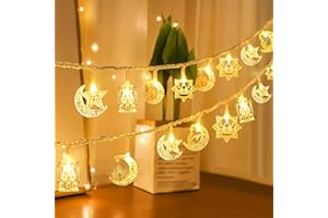 YYDSXK Luna Cadena de Luces, 40 20ft LED Decoración de hadas del Ramadán,Color Blanco Cálido Cadena de Luces Decorativa Impermeable, Guirnalda de Luces de Eid, Regalo de Decoración Para El Ramadán