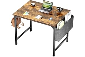 ‎DUMOS DUMOS Schreibtisch Computertisch Bürotisch mit Kopfhörer Halter und Aufbewahrungstasche Kleiner Schreibtisch Arbeitszimmer Holz PC Tisch Officetisch für Home Office