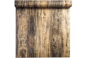 TAOGIFT Self Adhesive Vinyl Film Retro Wood Look Furniture Sticker Paper Wallpaper for Kitchen Cabinets Shelves Cupboard Table Desk Countertop Walls Furniture Crafts Removable Waterproof 40CMX2.5M